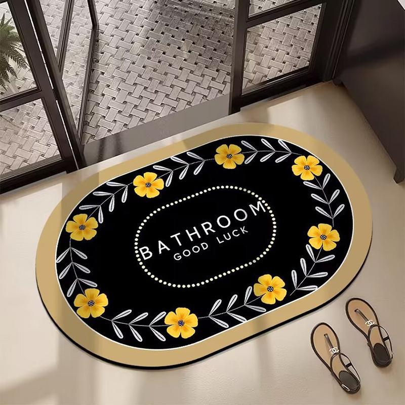 Nordic Style Flower Diatom Mud Floor Mat Shower Room Non-Slip And Dirt-Resistant Absorbent Floor Mat Bathroom Easy To Take Care Of Floor Mat