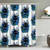 Floral Cat Shower Curtain Botanical Blue Flowers Home Decor Bathroom Set Vintage Nature Art Print Waterproof Fabric