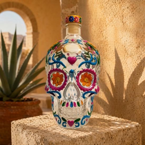 Yousheng Skull Shape Glass Whiskey Decanter, 350ml Liquor Bottle with Stopper, 3D Gothic Home Bar Decor, Unique Gift for Men