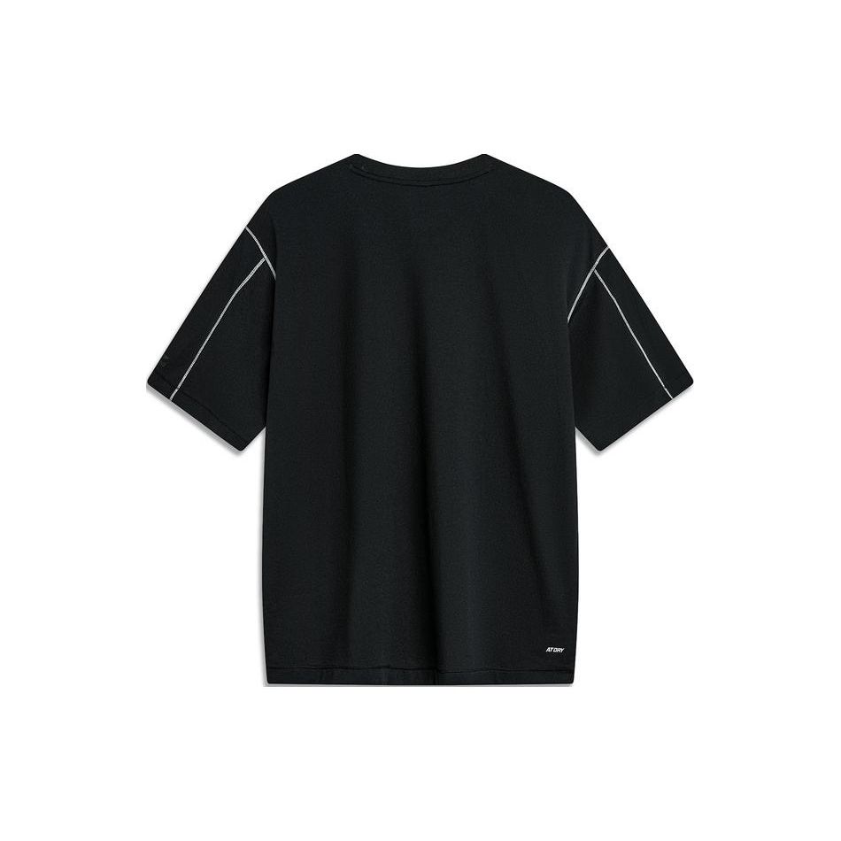 Li Ning CF Pull Col Rond Imprimé Lettre Manches Courtes T-Shirt Homme Hauts Noir ATSU609-1