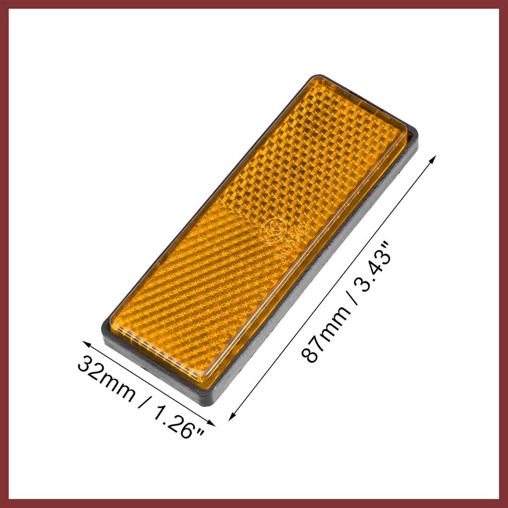 6 Pcs Rectangular Stick-on Safety Spoke Reflective Self Adhesive Reflector for Gate Posts Cars Trailer Motorcycle Trucks Boat Bicycle Bike Orange