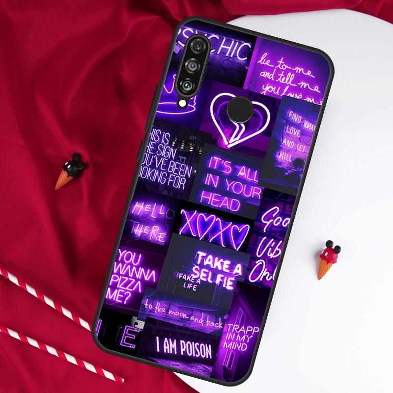 Purple aesthetic For Huawei Nova 12i 11i 8i 12s 9 10 SE Y90 Y60 Y70 Y72 Y61 Y91 P20 P30 P40 Lite P60 Pro Case