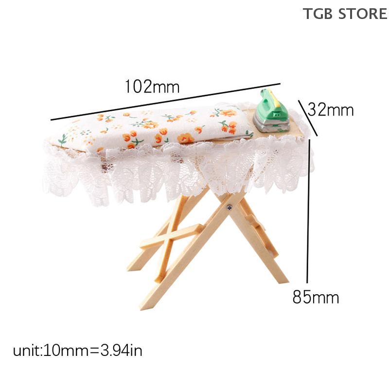 1:12 Wooden Ironing Board Mini Flat Iron Furniture Model Sewing Life Dollhouse Miniature Scene Decor Toy Micro Scene Props