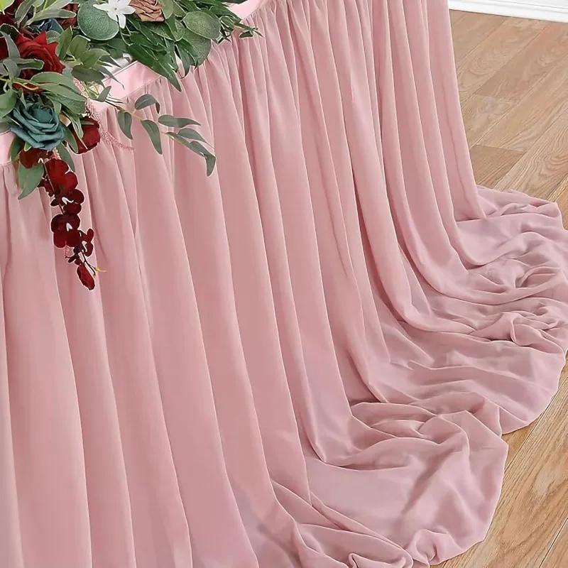 Chiffon Table Skirt Wedding Christmas Tablecloth Sheer Fabric for Sweetheart Table Birthday Party Cake Table Baby Shower Decor