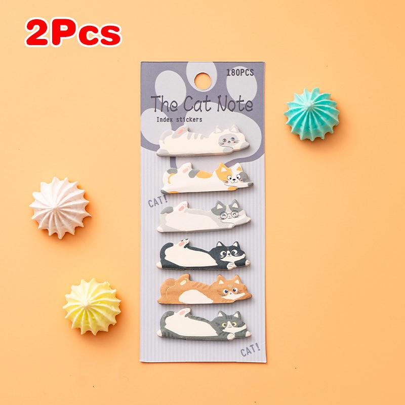 

2 шт. Милые кошачьи липкие заметки Мультяшные самоклеящиеся индексные вкладки Липкие заметки Креативные индексные наклейки Школьные принадлежности as the picture