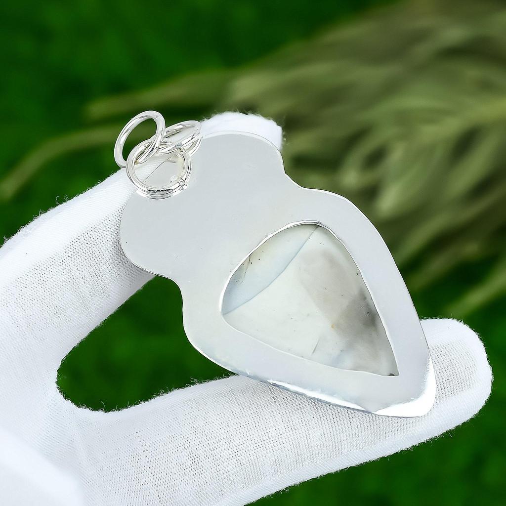 Sisters Day Sale Pear Porcelain Jasper Stone 925 Sterling Silver Pendant Jewelry