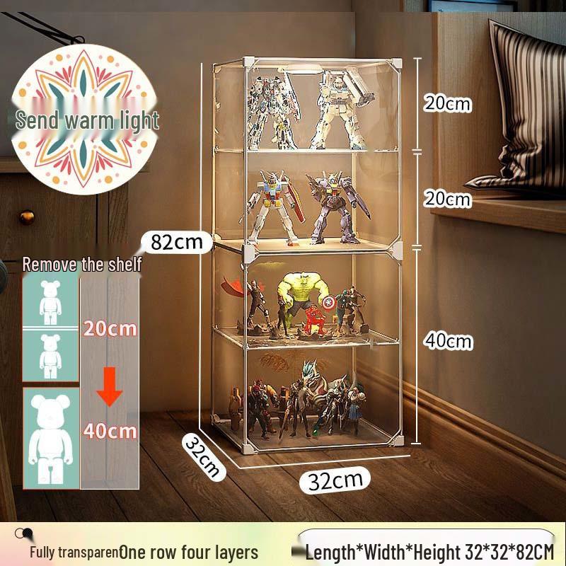 Transparent Toy Display Case: Dustproof Imitation Acrylic Rack for Model Storage and Home Use