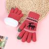 1 Pair Knitted Reindeer Full Finger Gloves Men Women Touch Screen Winter Warm Thick Fleece Gloves Outdoor Cycling Cold Weather Thermal Gloves
