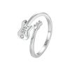 BAMOER 925 Silver Bass Ring for Women Teen Girls, Adjustable Ring with Guitar Shaped CZ Birthday Gifts SCR1042-E