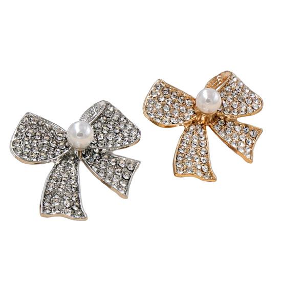 Women Decorative Pin Brooch Pin, 3D Bow Design with Imitation Pearl, Long-lasting Strong Buckle Badge for Coats Shirts Bags Accessories