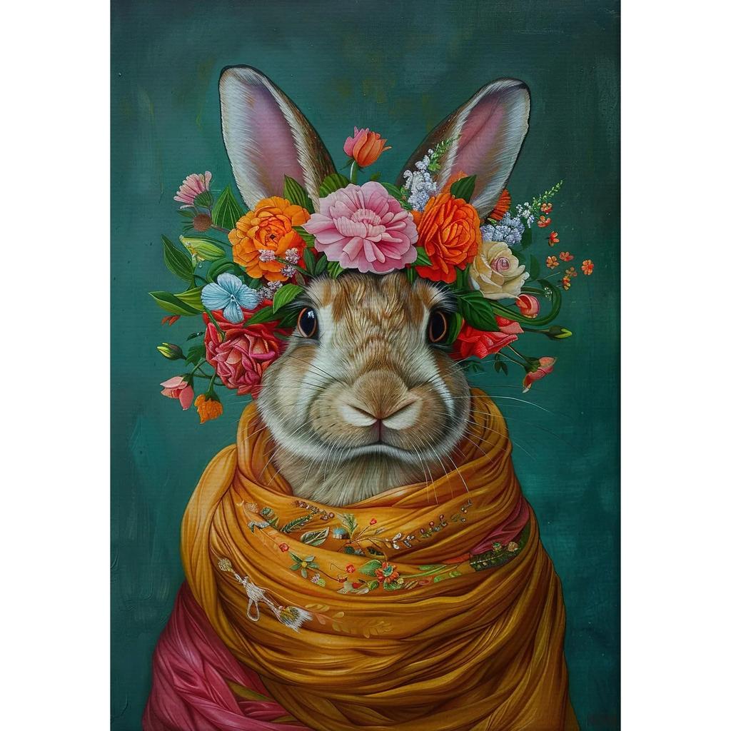 Vintage Maximalist Floral Wild Animal Canvas Painting Lion Owl Peacock Wolf Flower Poster Print Wall Art Picture Home Decor