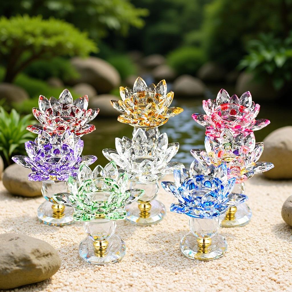Crystal Lotus Candle Holder for Home Decor and Gifts