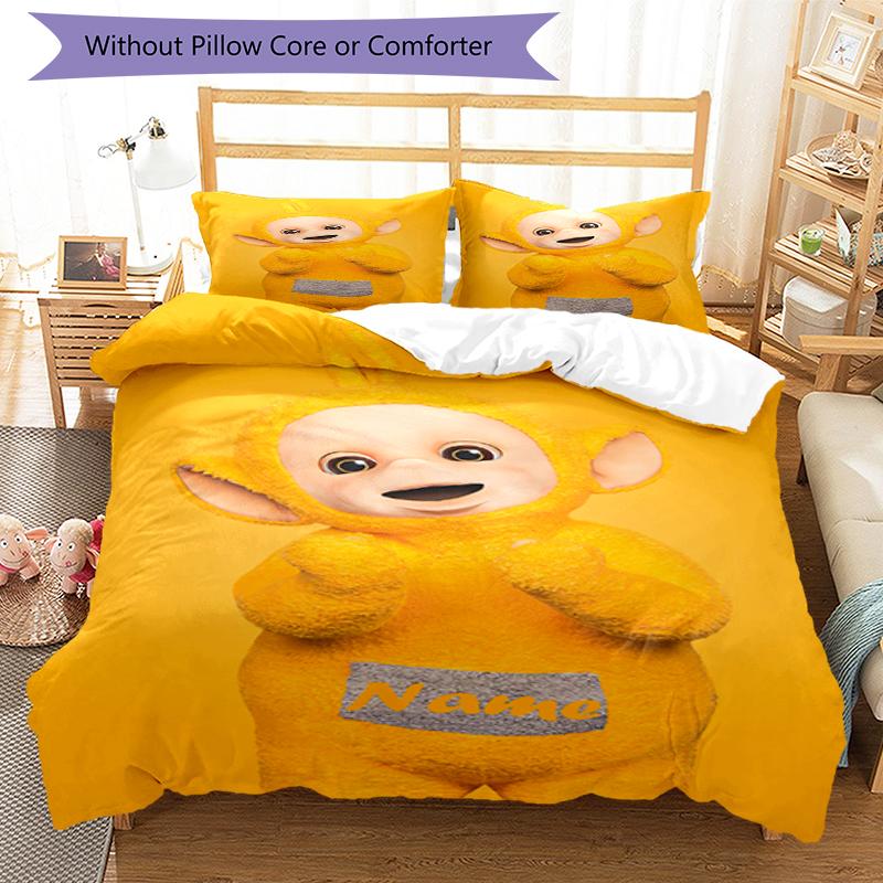 3-teiliges personalisiertes Teletubbies Bettwäsche-Set Bettbezug mit Verschluss Enthält 1 Bettbezug & 2 Kissenbezüge, Weich und bequem für alle Jahreszeiten.