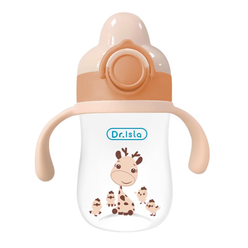 

Dr.isla 300 мл бутылочка для новорожденных из полипропилена с широким горлом, детская бутылочка против метеоризма, против падений, обучающая чашка для младенцев без бисфенола А оранжевый