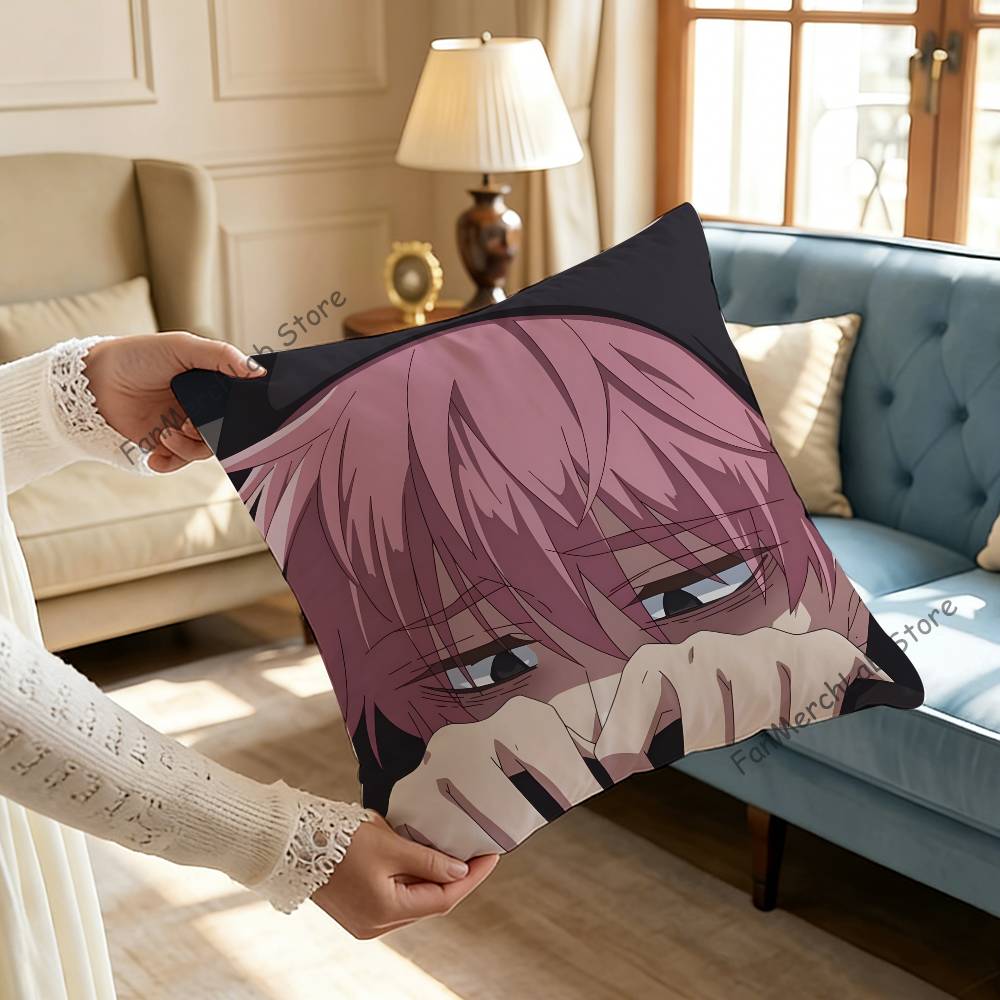 TTamon  Anime Fukuhara Pillow Covers Cartoon Sofa Decorative Home Doublesided Printing Short Plush Cute Cushion Cover