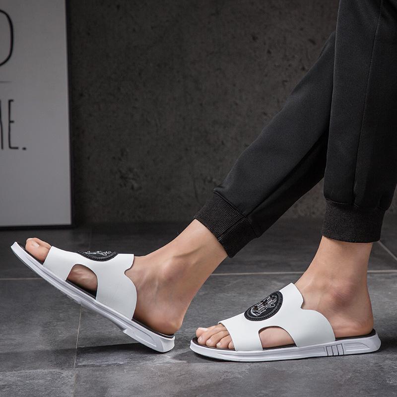 Для мужчин Нескользящие уличные тапочки Классические пляжные мужские туфли без застежек — фото 3