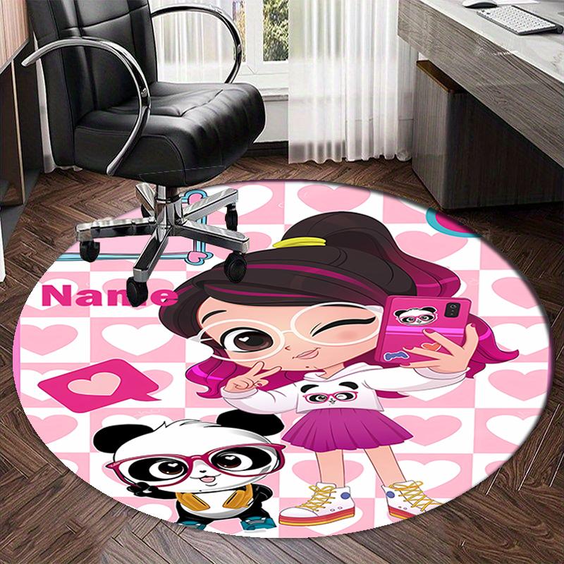 Custom Name Luluca Panda Printed Round Rug Carpet Chair Rug Area Rug Entryway Doormats,for Office Chair Living Room Bedroom Kitchen Room.