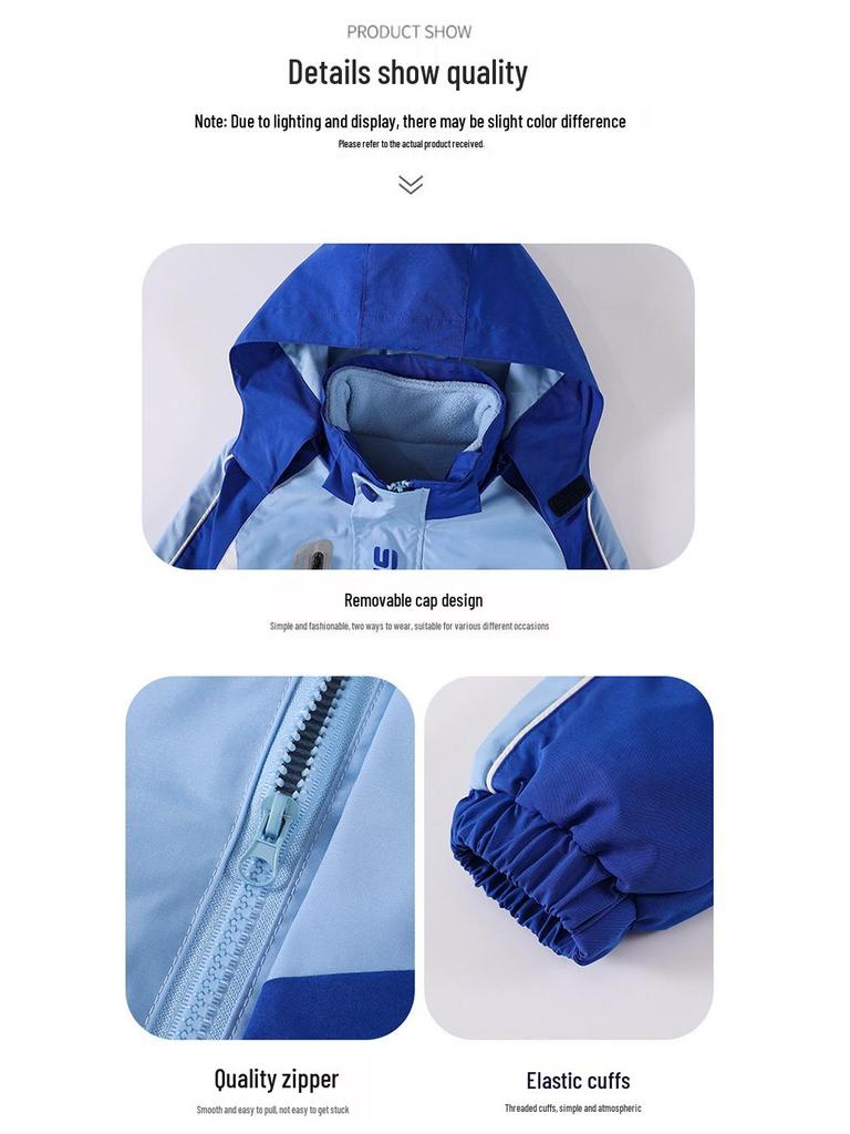 2025 Children's Windproof Winter Jacket & School Uniform 3-Piece Set for Kindergarten & Elementary Sports Day
