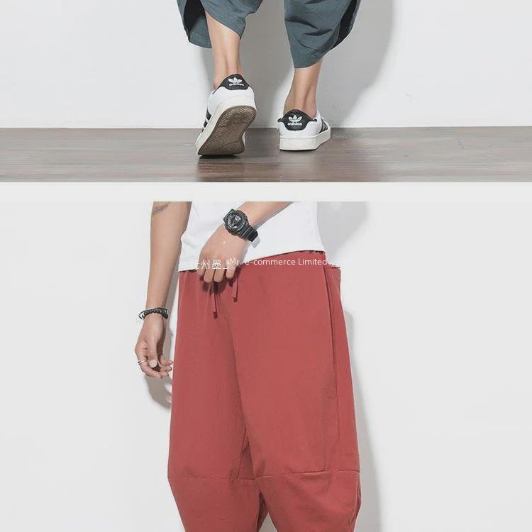 Leinen-Shorts im chinesischen Stil für Herren – lockere Passform, große Größe, Hip-Hop-Trend