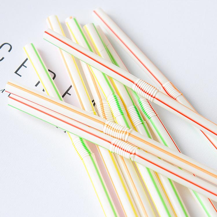 100 pcs Disposable Bendable Colored Plastic Straws for Juice and Drinks