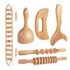 Solid Wood Meridian Massage Set: Face & Leg Gua Sha, Handheld Roller for Full Body Relief