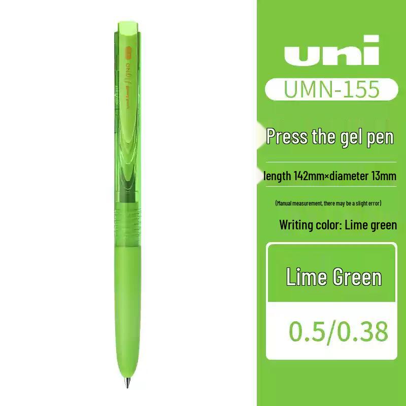 Mitsubishi UMN-155 Click Gel Pen Black, Exam Practice 0.5mm/0.38mm 0.5mm зеленый лайм