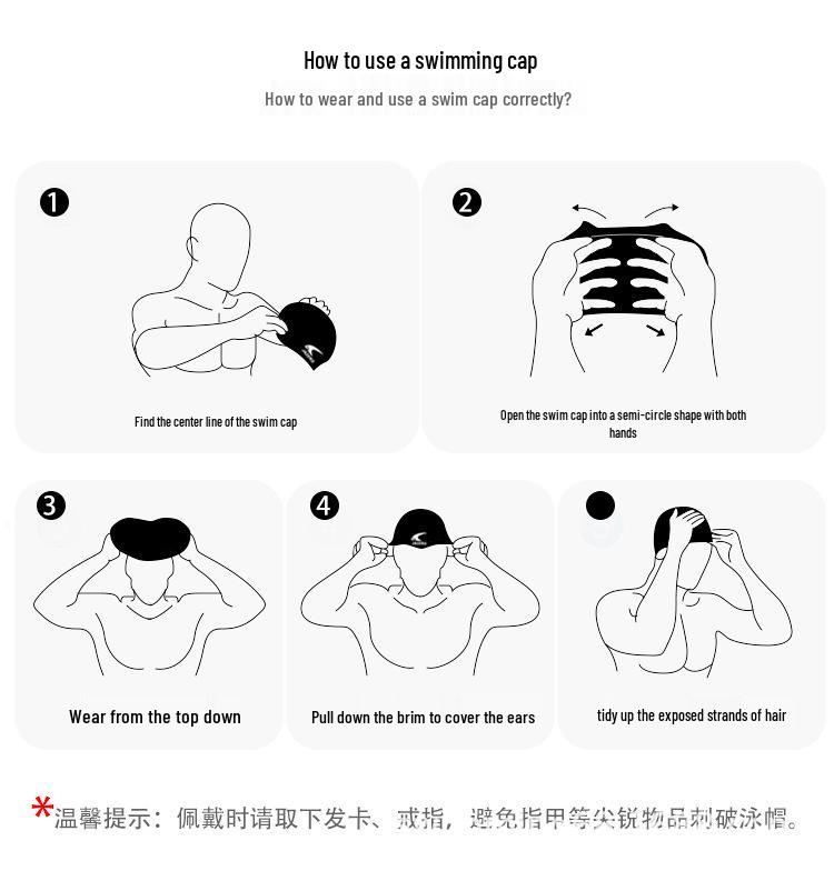 Men's XL Silicone Swimming Cap - Comfortable, Waterproof, Ear Protection, Long Hair Fit