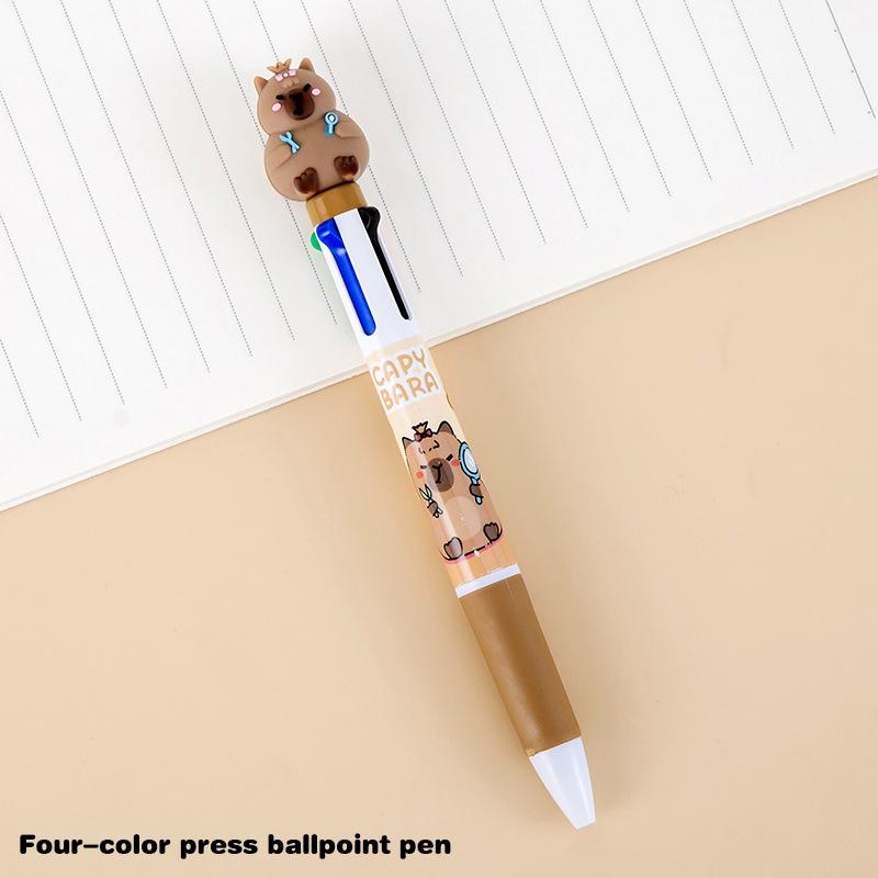 Cartoon Capybara 6-Color Ballpoint Pen Cute Multicolored Gel Pen Durable Pressing Pens School Office Supplies Student Stationery