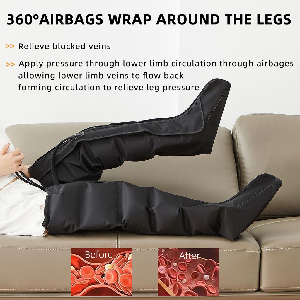 Air Compression Leg Massage 6 Airbag Pneumatic Boots Used for Circulation and Leg Muscle Relaxation to Relieve Varicos Veins