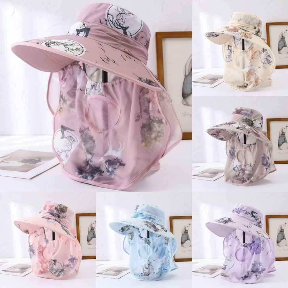 Wide Brim Face Mask Sun Hat UV Protection Breathable Tea Picking Work Hat Lightweight Full Wrap Fisherman's Hat Summer Outdoor