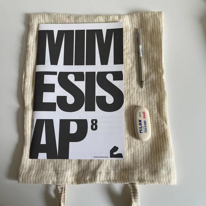 Linen beige striped mini bag