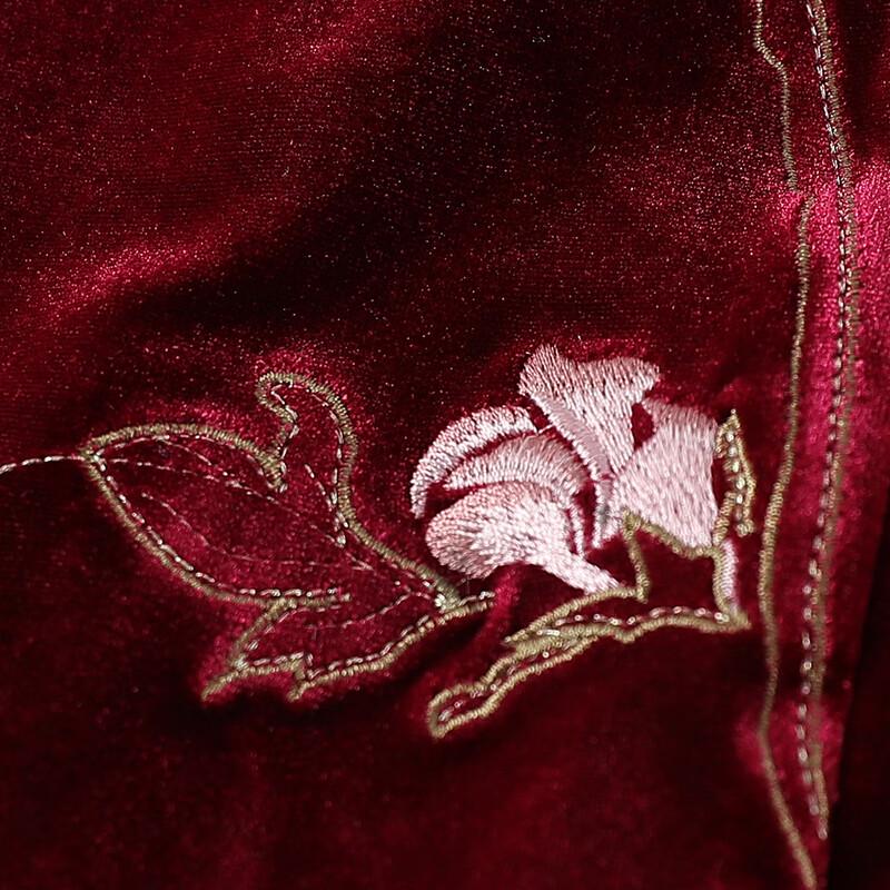 Pasite Velvet Embroidered Chinese Style Mother of the Bride/Groom Dress