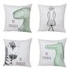 Nordisk Zebra Flodhäst Giraff Lejon Krokodil Kuddfodral Dekor Djur Kuddöverdrag för Soffa Hem Persikohud Kuddfodral 45x45cm
