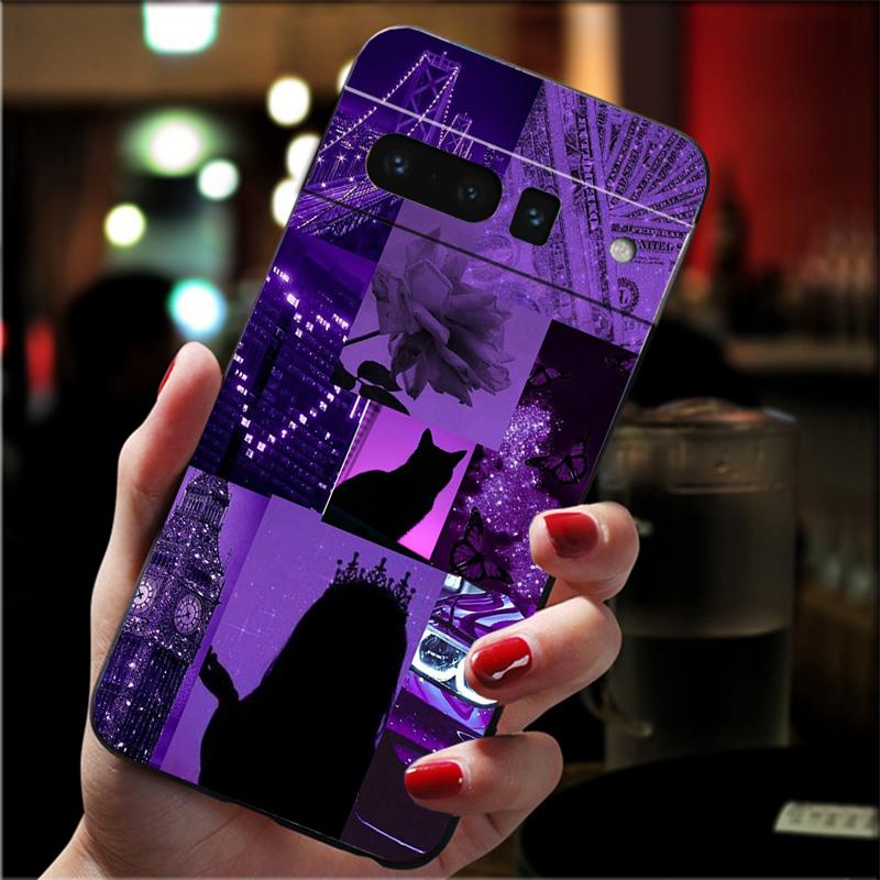 Phone Case For Google Pixel 10 9 Pro XL 9A 8 7 6 Pro Pixel 8A 7A 6A Pixel 8 7 6 5 Purple Aesthtic Case