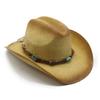 Women'S Summer Outdoor Travel Sunscreen Visor Western Spray Painted Denim Straw Hat