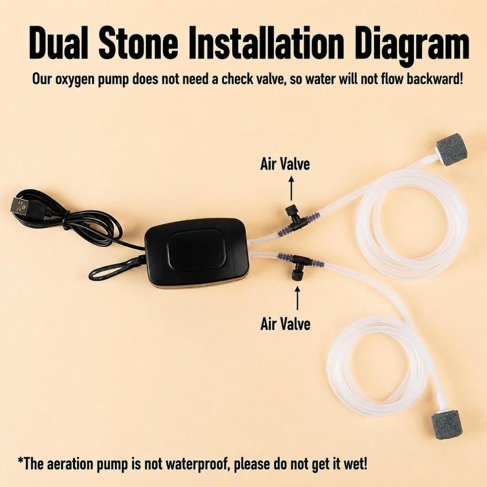with Air Stone Oxygen Pump USB Aquarium Filter Aquarium Air Pump Kit Fishing Tank Accessories