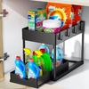 Multi Purpose 2Tier Kitchen Sink Organizer Sliding Basket Rack with Hooks Space Saving Shelves for Utility Room