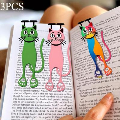 3 ks 2D akrylová kočičí záložka, odolná barevná kočičí značka do stránky, vhodná pro čtenáře a milovníky koček, dvojí použití pro kancelář a studium