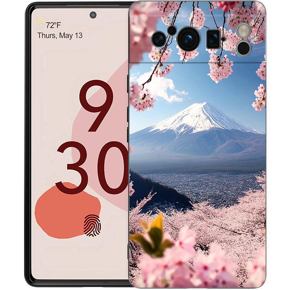 Japan Mount Fuji Painting Cherry blossom Phone Case For Google Pixel 9 8 9A 8A 7 7A 6 Pro XL 6A 5G Black Soft Back TPU Cover