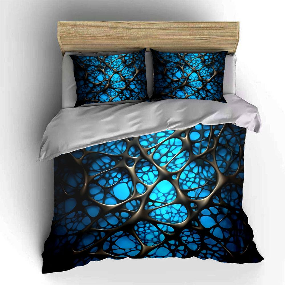 Twisted Mesh Structure On Blue Background Bedding Set For Kids Luxury Gift 3Pcs Digital Print Comforter Set Soft Comfortable