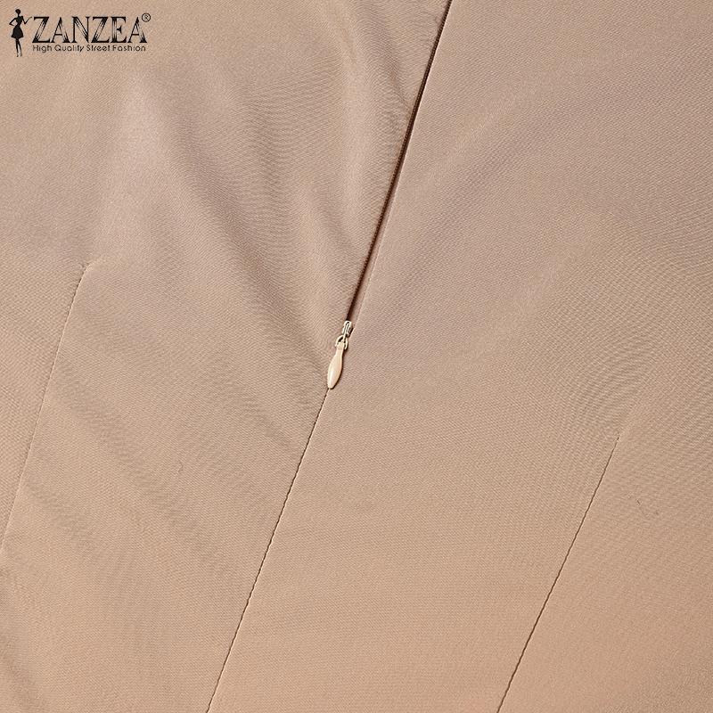 ZANZEA Rochie Casual de Damă Plisată Patchwork Largă cu Mâneci Lungi