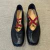 Sheepskin Version~ Square Head Cross Strap Ballet Shoes Retro Flat-soled Small Leather Shoes Versatile Light Mouth Mary Jane Single Shoes Women