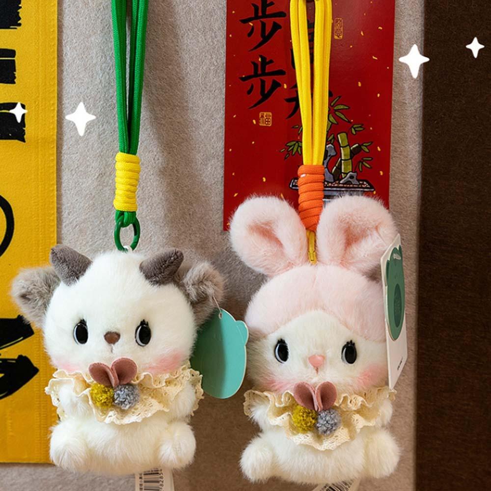 Soft Plush Dog Pendant Funny Cartoon Animal Keychain Cute Bear Doll Key Ring  Bag Pendant