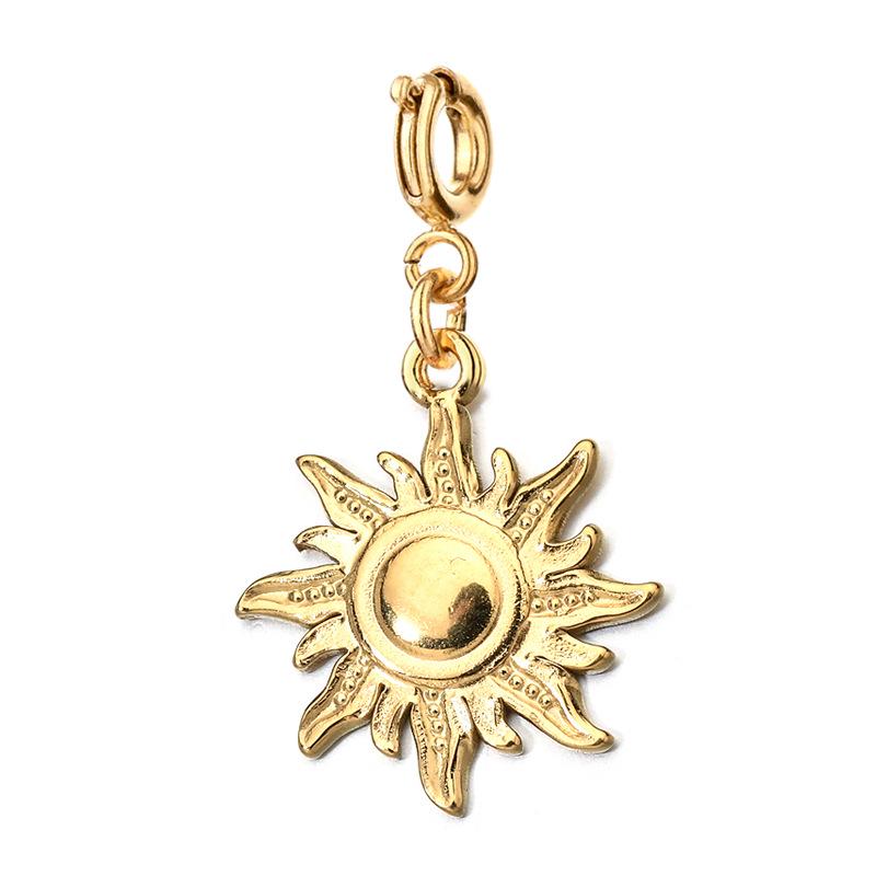 18K Gold-Plated Stainless Steel Necklace with Natural Stone Star, Moon & Sun Pendant