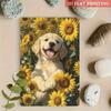 Metal Wall Art Goldendoodle Puppy Sunflower Rustic Decor for Living Room