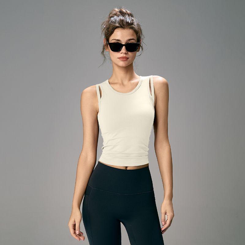 Mitaogirl Kendall Sports Vest Women Quick-Drying Slim Fit Cycling Yoga Clothes Sleeveless With Chest Pad Fitness Top