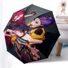 1pc Anime Characters Heart Shape Automatic Folding Umbrella, Portable 3-Fold Design with Iron Frame, Perfect for Outdoor Use, Festive Gifts, Travel, D