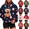 Women's Christmas Print Pet Pocket Hoodie, Fashion Hooded Sweatshirt for Holiday