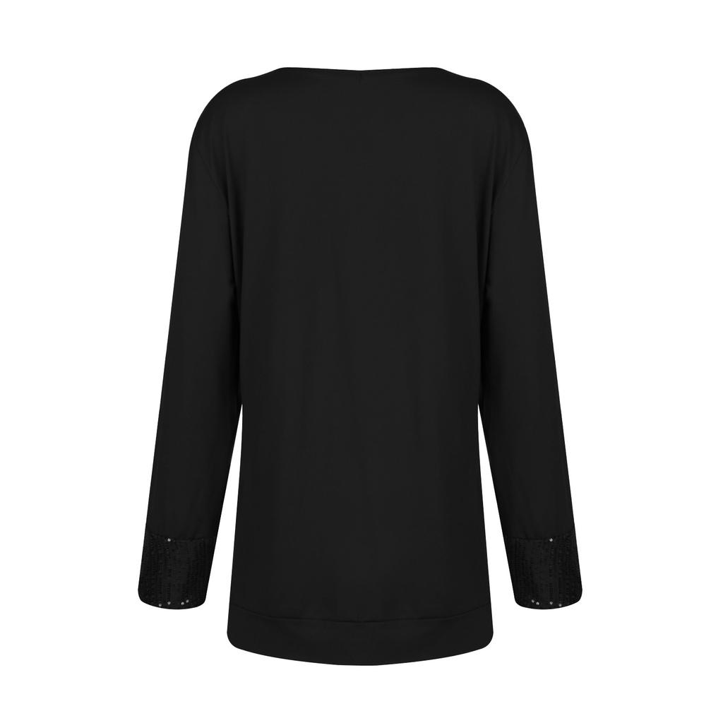 Women's Sequin Color Long Sleeve Large Pendant Collar Loose Drawstring Fake Two-Piece Top
