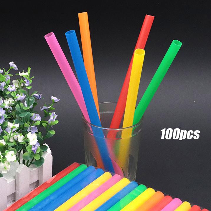 100pcs 210x11mm Bubble Tea Plastic Drinking Tubes Straws Plastic Cocktail Big Straw Milkshake Straws Plastic